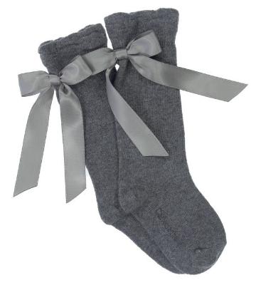 Picture of Carlomagno Socks Satin Bow Knee High - Grey