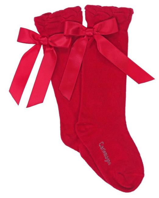 Picture of Carlomagno Socks Satin Bow Knee High - Red