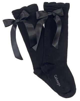 Picture of Carlomagno Socks Satin Bow Knee High - Black