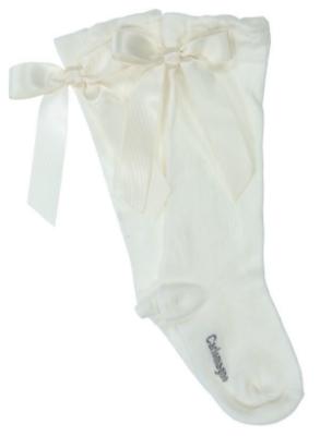 Picture of Carlomagno Socks Satin Bow Knee High - Cream