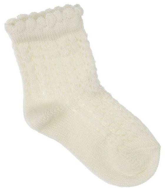 Picture of Carlomagno Socks Diamond Knit Ankle Socks - Cream