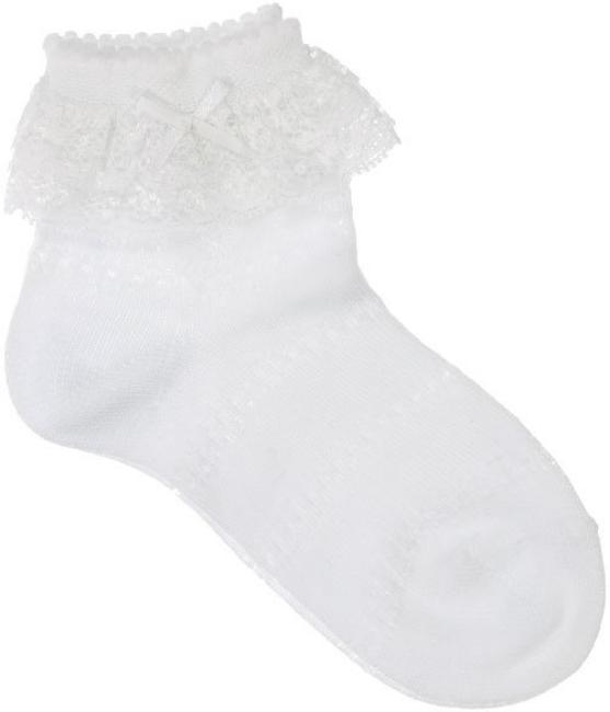 Picture of Carlomagno Socks Double Ruffle Lace Frill Ankle Sock - White
