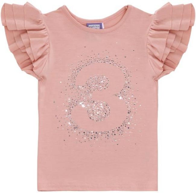 Picture of Angel's Face Birthday Ruffle Top '3' - Rose Pink
