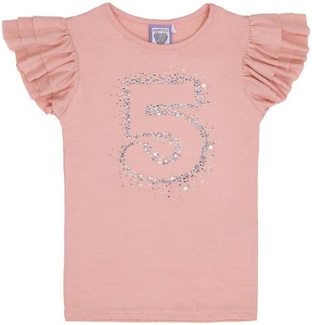 Picture of Angel's Face Birthday Ruffle Top '5' - Rose Pink