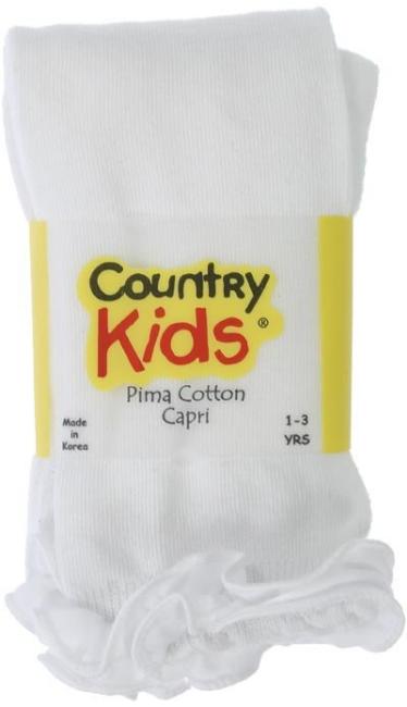 Picture of Country Kids Ruffle Pima Capri Tights - White