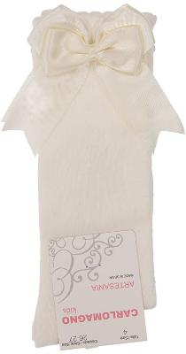 Picture of Carlomagno Socks Double Satin Bow Knee High - Cream