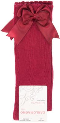 Picture of Carlomagno Socks Double Satin Bow Knee High - Wine