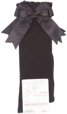 Picture of Carlomagno Socks Double Satin Bow Knee High - Black