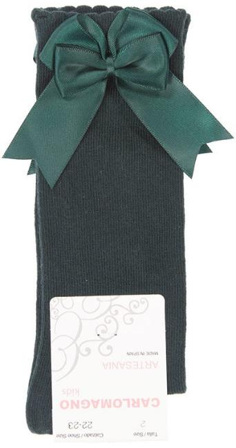 Picture of Carlomagno Socks Double Satin Bow Knee High - Bottle