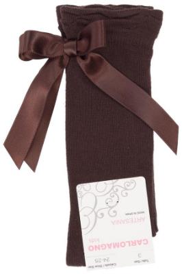 Picture of Carlomagno Socks Satin Bow Knee High - Brown
