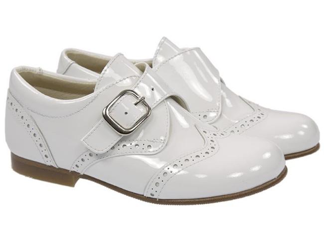 Picture of Panache Unisex Gull Wing Buckle Shoe - White Patent