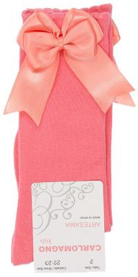 Picture of Carlomagno Socks Double Satin Bow Knee High - Coral