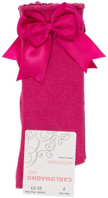 Picture of Carlomagno Socks Double Satin Bow Knee High - Fuchsia