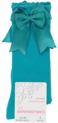 Picture of Carlomagno Socks Double Satin Bow Knee High - Emerald