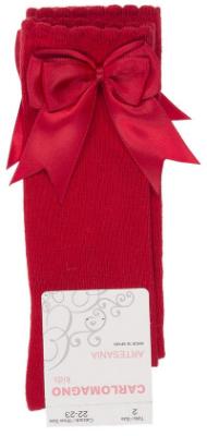 Picture of Carlomagno Socks Double Satin Bow Knee High - Red