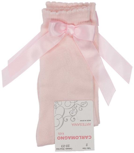Picture of Carlomagno Socks Panel Knee Sock Side Bow - Rosa
