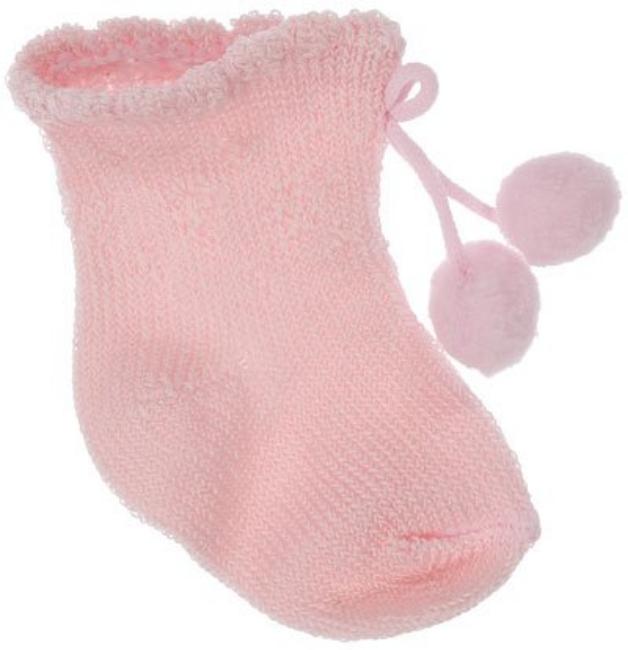 Picture of Carlomagno Socks Newborn Pom Pom Ankle Socks - Pink
