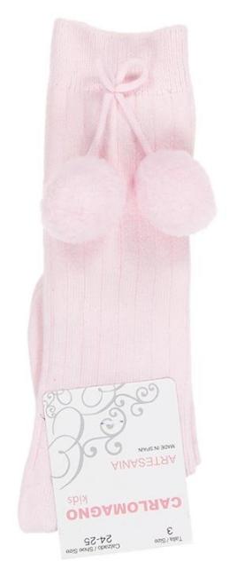 Picture of Carlomagno Socks Big Pom Pom Knee Sock - Rosa Pink