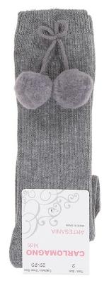 Picture of Carlomagno Socks Big Pom Pom Knee Sock - Grey