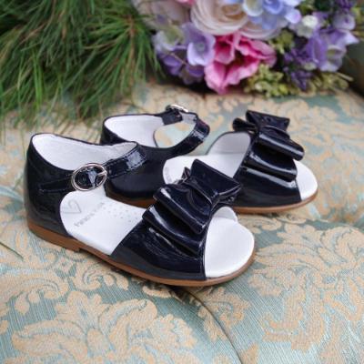 Picture of Panache Bunty Big Bow Toddler Girls Sandal - Navy Blue