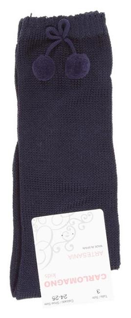Picture of Carlomagno Socks Small Pom Pom Silky Knit Knee - Navy
