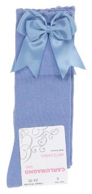 Picture of Carlomagno Socks Double Satin Bow Knee High - Azul Blue