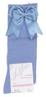 Picture of Carlomagno Socks Double Satin Bow Knee High - Azul Blue