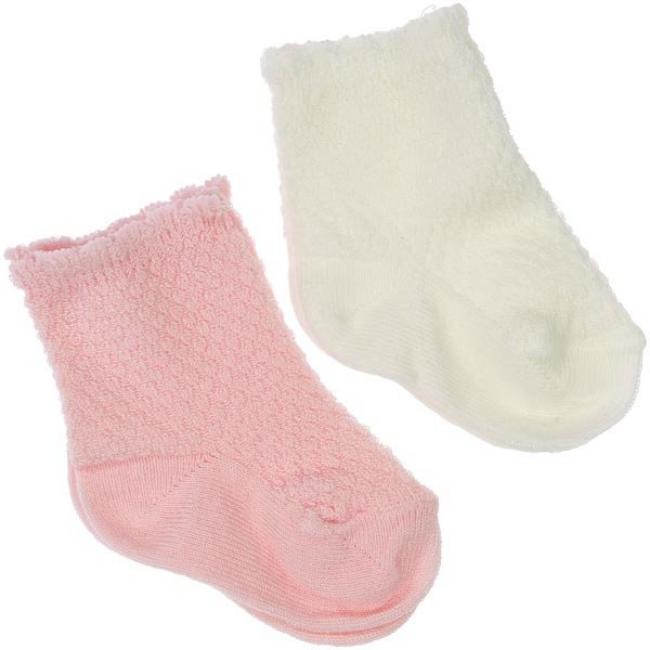 Picture of Carlomagno 2 Pair Pack Baby Sock Pink & Cream