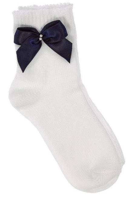 Picture of Carlomagno Ankle Sock White Navy Bow