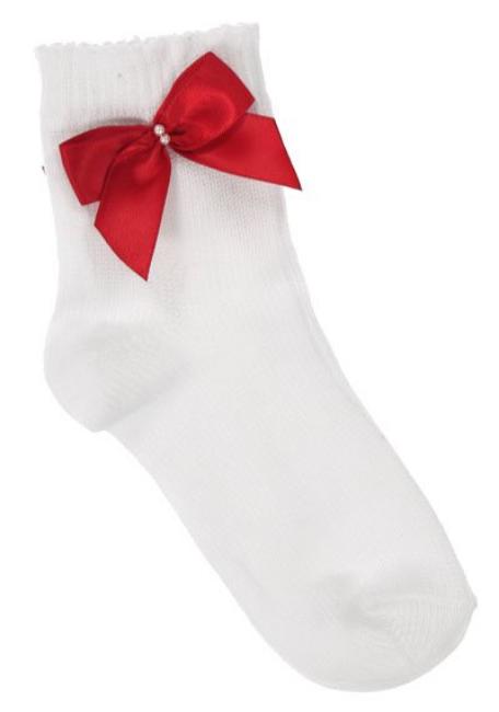 Picture of Carlomagno Ankle Sock White Red Bow