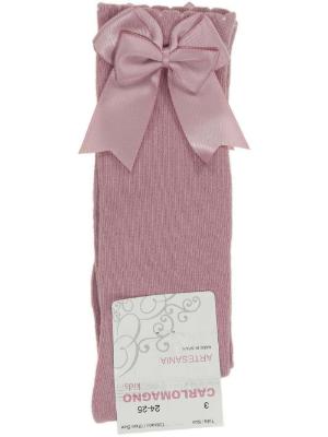 Picture of Carlomagno Socks Double Satin Bow Knee High - Rosa Palo