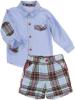 Picture of Loan Bor Boys Shirt & Shorts Set - Blue & Red