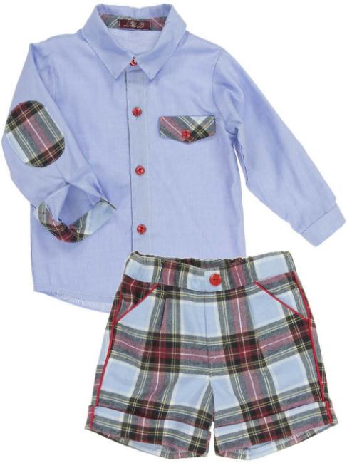 Picture of Loan Bor Boys Shirt & Shorts Set - Blue & Red