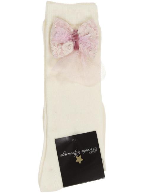 Picture of Piccola Speranza Lace & Tulle Bow Socks - Cream