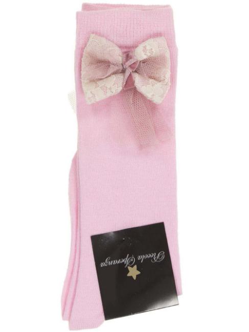 Picture of Piccola Speranza Lace & Tulle Bow Socks - Pink