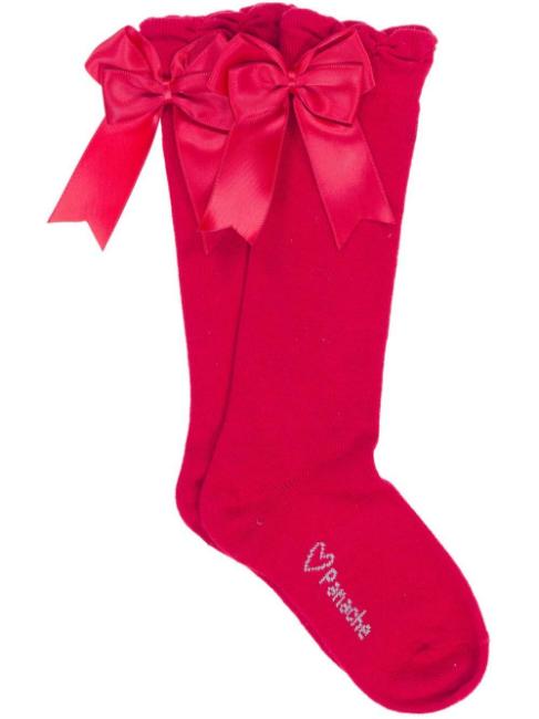 Picture of Carlomagno Socks Large Double Back Satin Bow - Red
