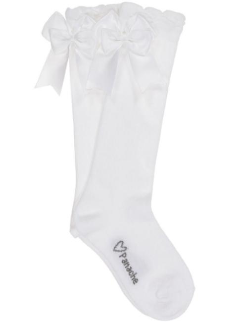 Picture of Carlomagno Socks Large Double Back Satin Bow - White