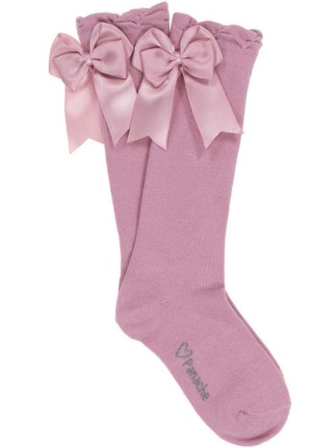Picture of Carlomagno Socks Large Double Back Satin Bow - Rosa Palo