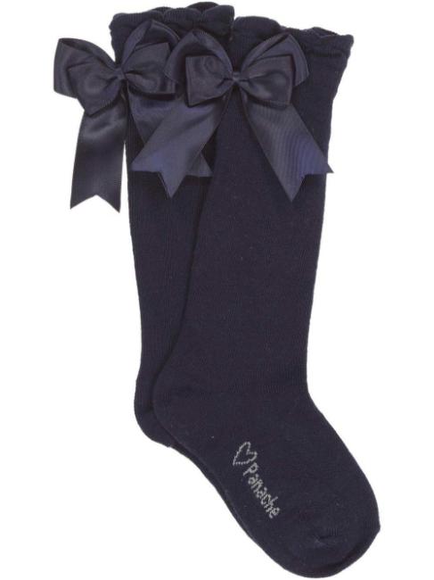 Picture of Carlomagno Socks Large Double Back Satin Bow - Navy