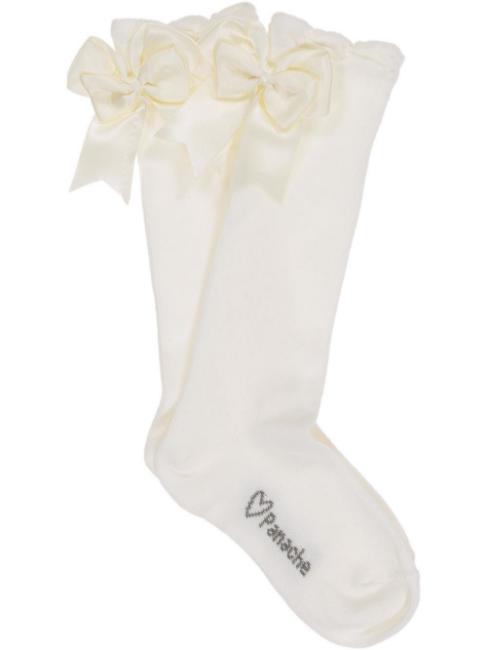 Picture of Carlomagno Socks Large Double Back Satin Bow - Cream