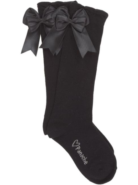 Picture of Carlomagno Socks Large Double Back Satin Bow - Black