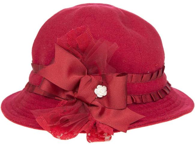 Picture of Piccola Speranza Grosgrain Ruffle Hat With Large Bow - Red