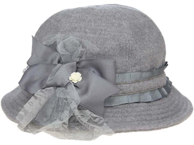 Picture of Piccola Speranza Grosgrain Ruffle Hat With Large Bow - Grey