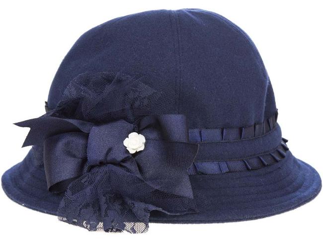 Picture of Piccola Speranza Grosgrain Ruffle Hat With Large Bow - Navy
