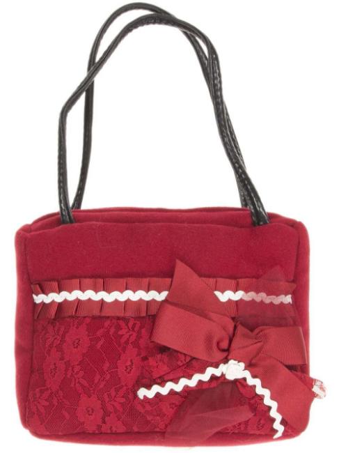 Picture of Piccola Speranza Grosgrain Ruffle & Lace Bag - Red