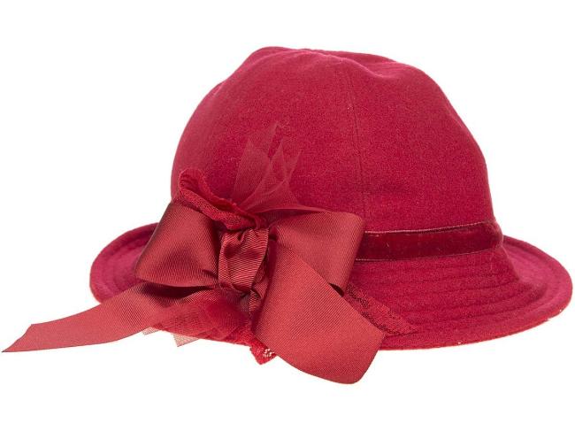 Picture of Piccola Speranza Velvet Band Hat With Large Bow - Red