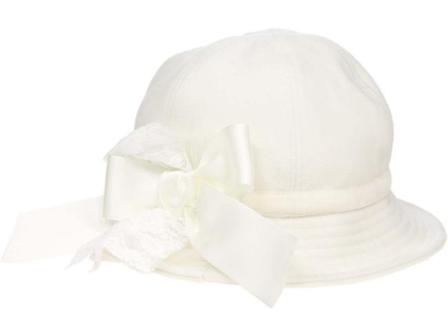Picture of Piccola Speranza Velvet Band Hat With Large Bow - Cream