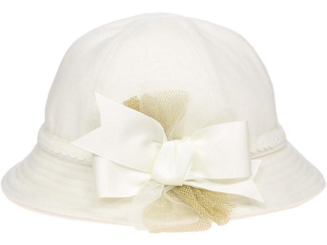 Picture of Piccola Speranza Hat With Large Bow - Cream & Gold