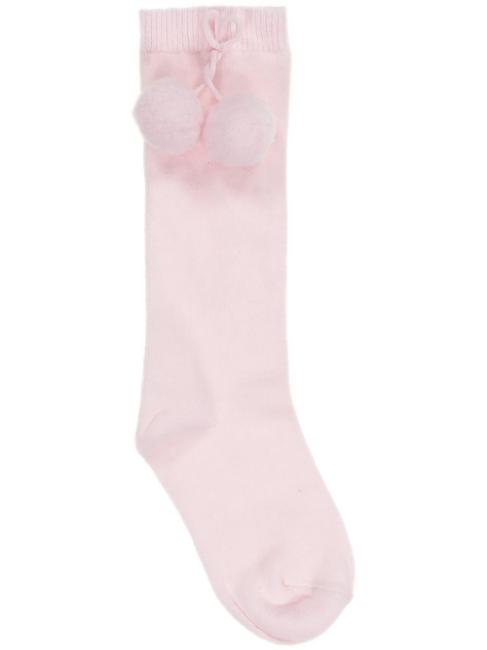 Picture of Carlomagno Socks Big Pom Pom Plain Knee Sock - Pale Pink