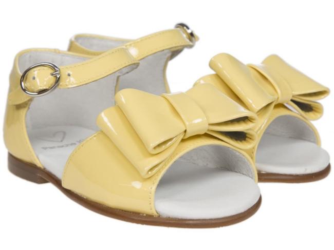 Picture of Panache Bunty Big Bow Girls Sandal - Canary Yellow Patent